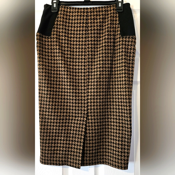 New York & Company Midi Houndstooth Pattern Skirt, Size M - Picture 3 of 4